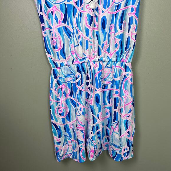 Lilly Pulitzer Reble Romper Skort Dress Reel Nauti Blue Pink Sailboat Mini Small - Picture 4 of 9